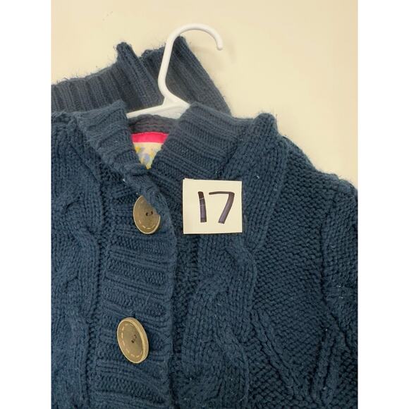 Billa Bong Womens Sweater Size Small Navy Blue Button Up Hooded Cable Knit Y2K - Picture 11 of 11